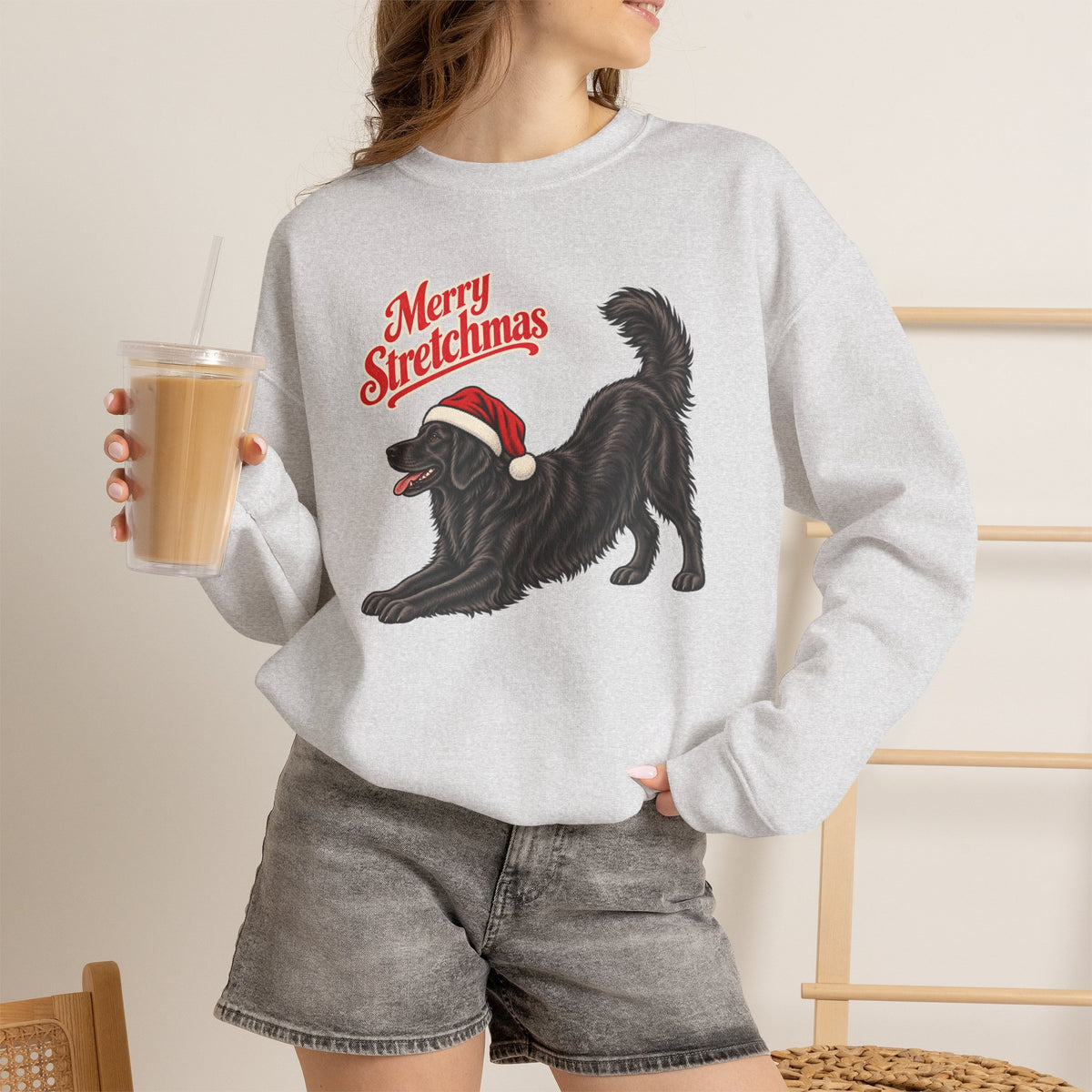 Flat-Coated Retriever Christmas Sweatshirt | Merry Stretchmas