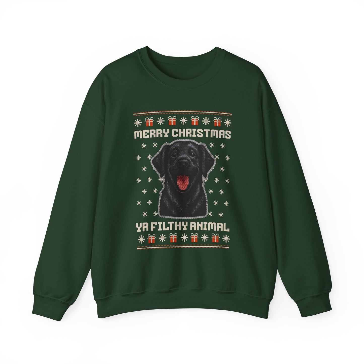 Black Labrador Retriever Merry Christmas Ya Filthy Animal Ugly Christmas Sweatshirt