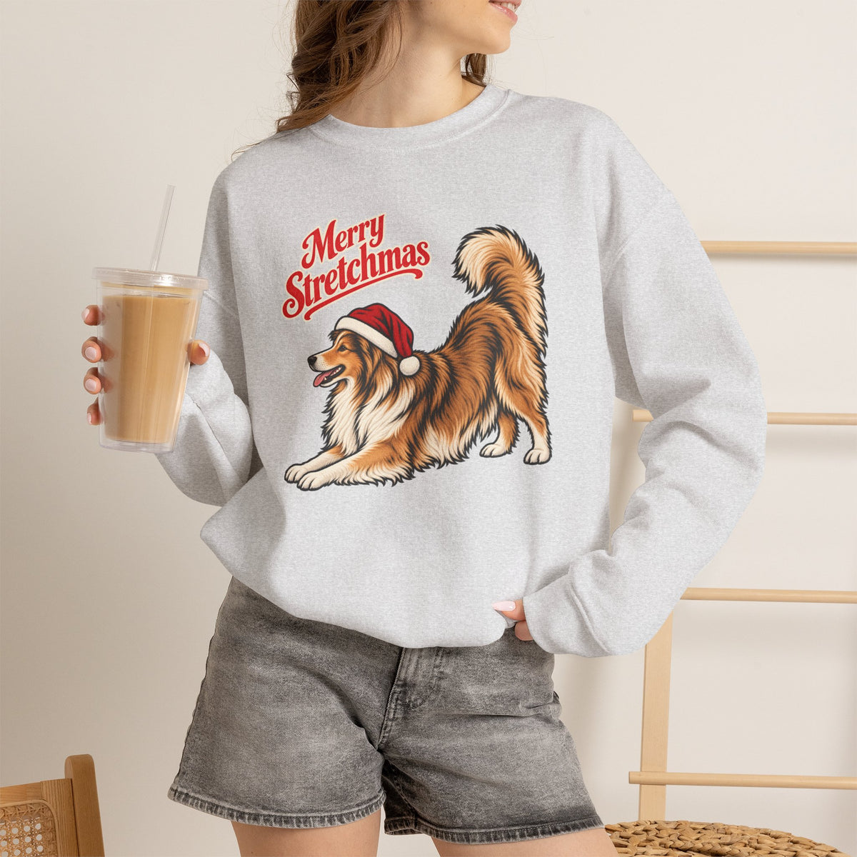 Sheltie Christmas Sweatshirt | Merry Stretchmas