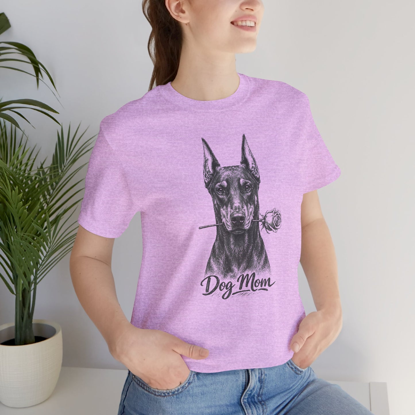 Doberman Dog Mom T-Shirt (Rose Collection) - Cropped Ears