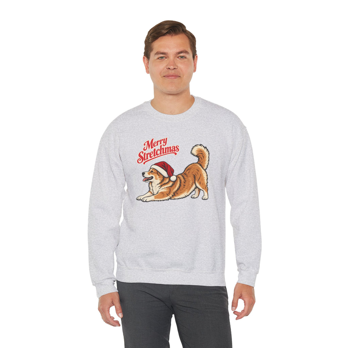 Corgi Christmas Sweatshirt | Merry Stretchmas (Natural Tail)
