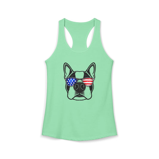 Red, White & BOOP Boston Terrier - Women's Racerback Tanktop
