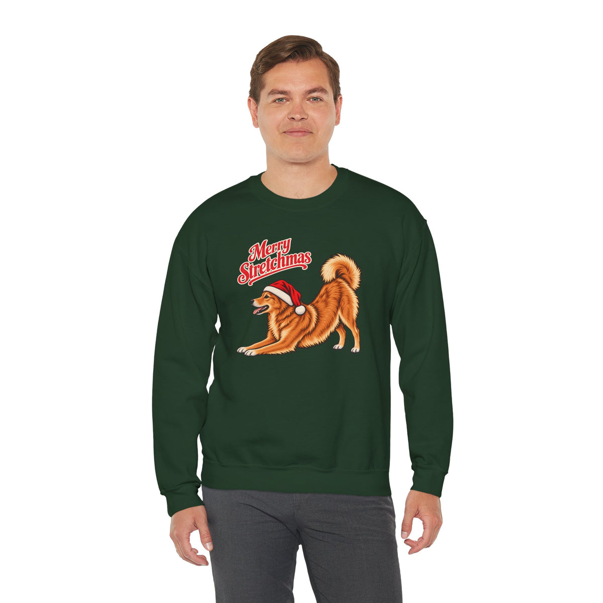 Finnish Spitz Christmas Sweatshirt | Merry Stretchmas