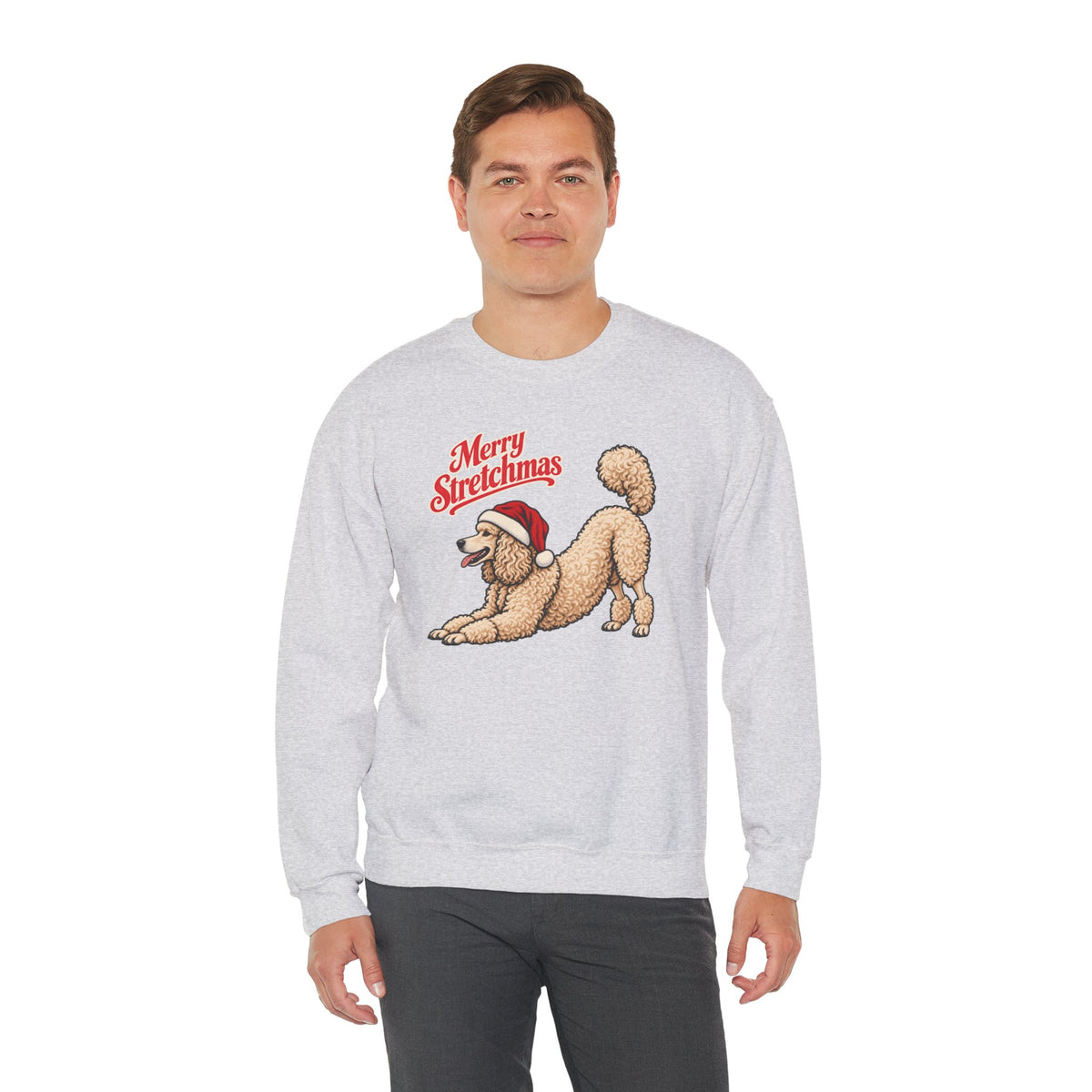 White Poodle Christmas Sweatshirt | Merry Stretchmas