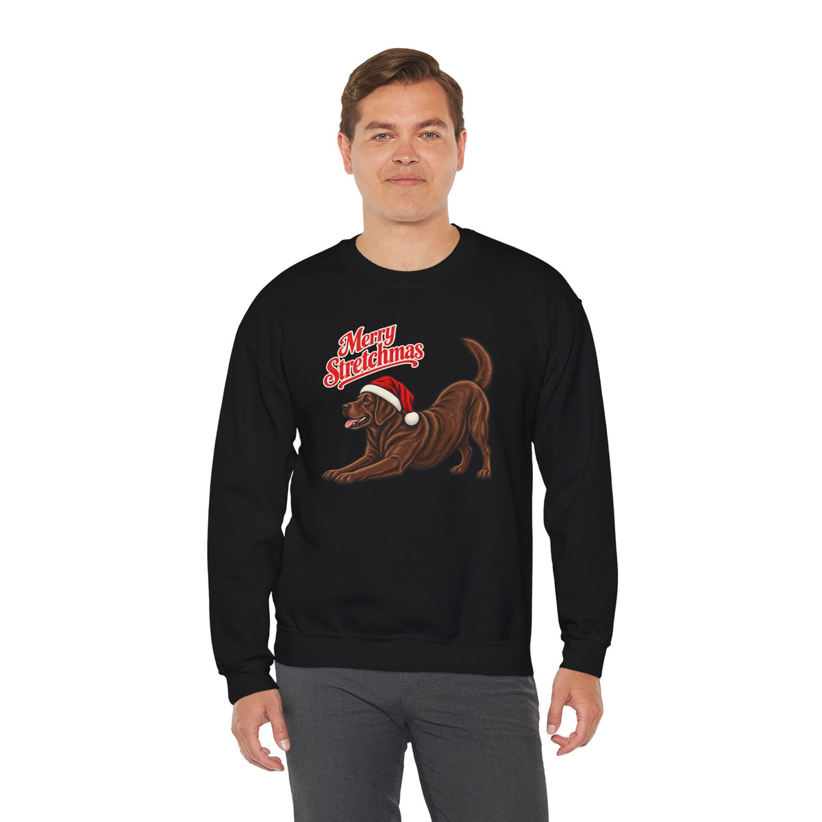 Chocolate Labrador Retriever Christmas Sweatshirt | Merry Stretchmas