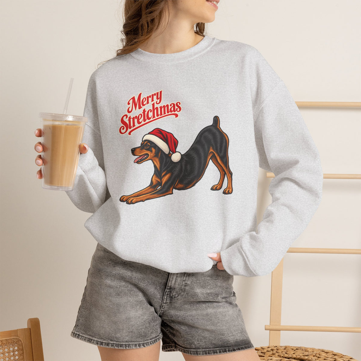 Miniature Pinscher Christmas Sweatshirt | Merry Stretchmas