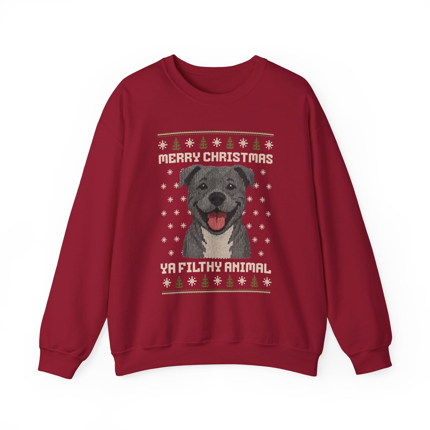 Pit Bull Merry Christmas Ya Filthy Animal Ugly Christmas Sweatshirt