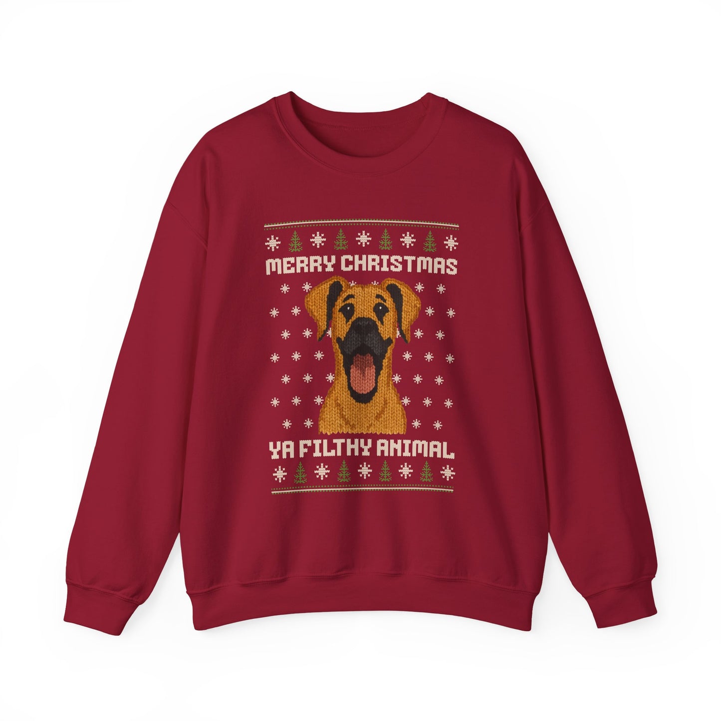 Great Dane Merry Christmas Ya Filthy Animal Ugly Christmas Sweatshirt