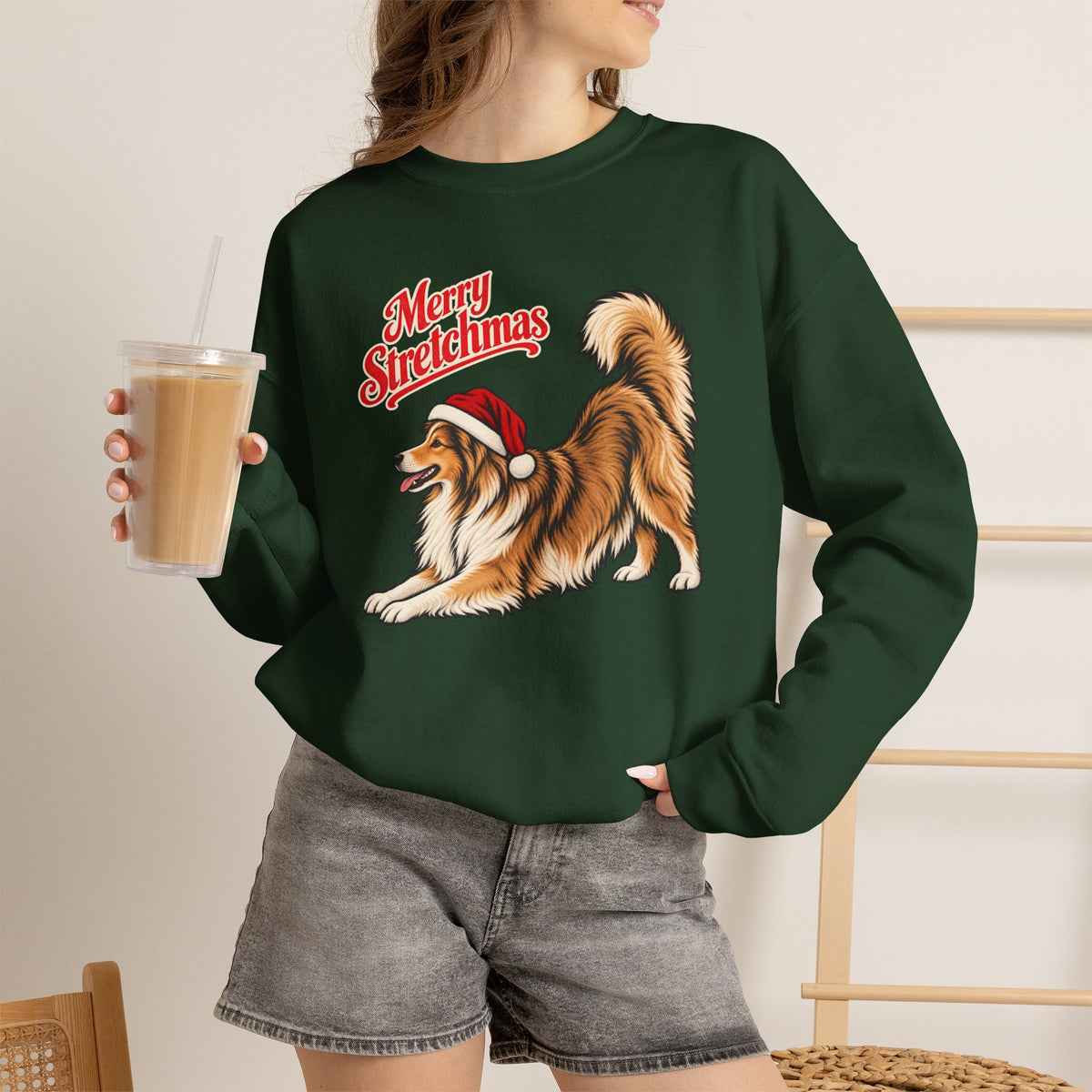 Sheltie Christmas Sweatshirt | Merry Stretchmas