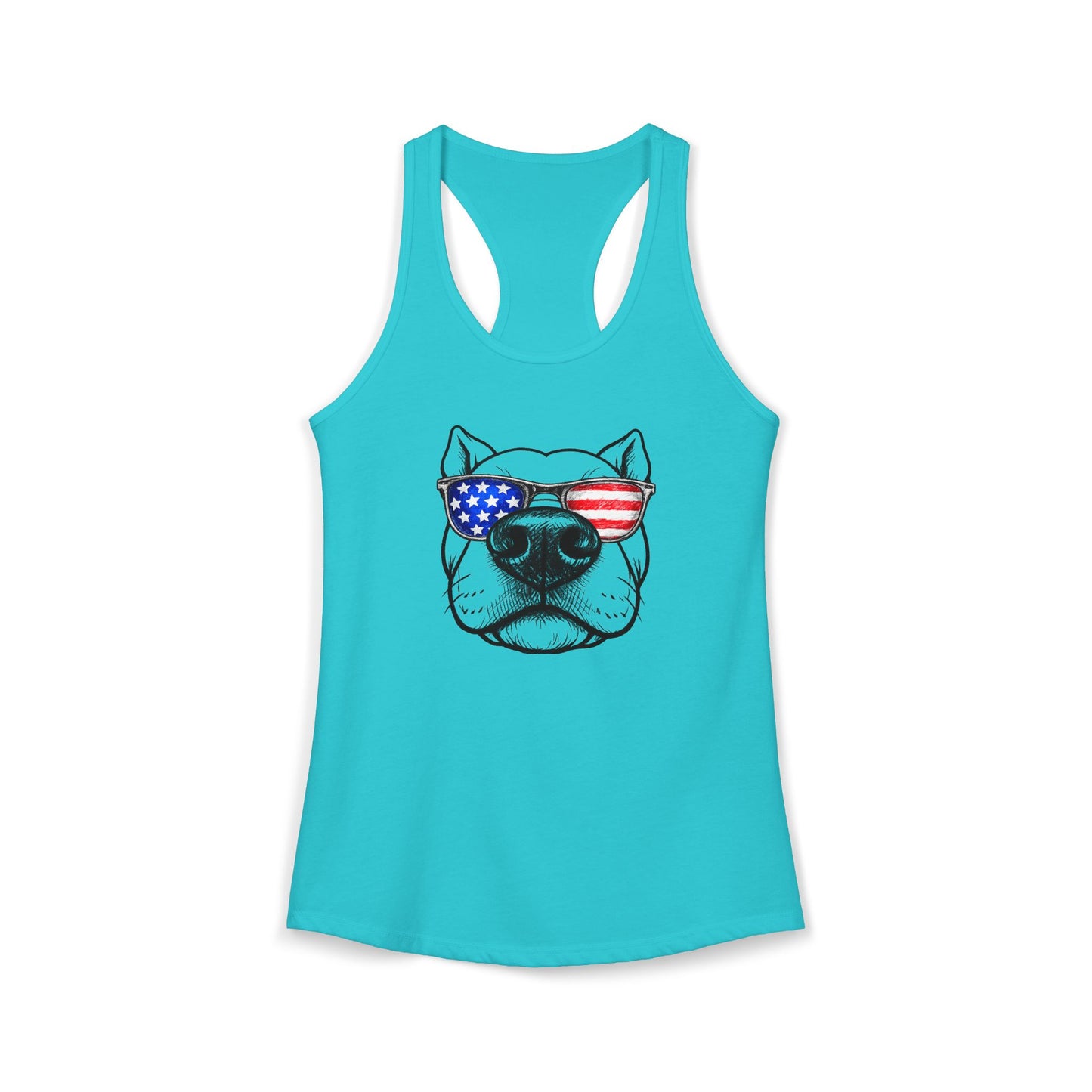 Red, White & BOOP Pit Bull - Women's Racerback Tanktop (Cropped Ears)