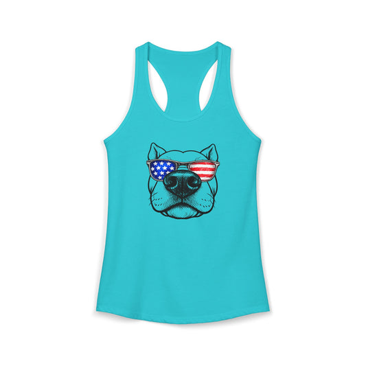 Red, White & BOOP Pit Bull - Women's Racerback Tanktop (Cropped Ears)
