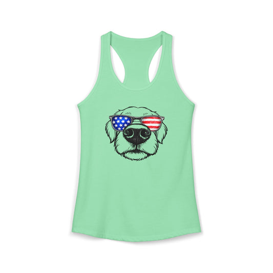 Red, White & BOOP Golden Retreiver - Women's Racerback Tanktop