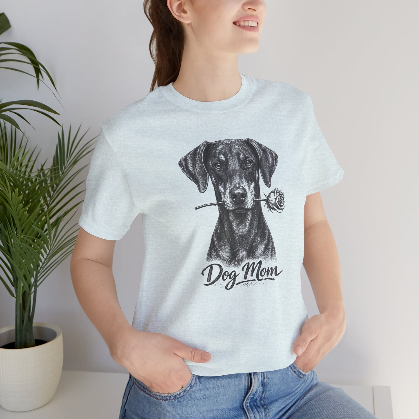 Doberman Dog Mom T-Shirt (Rose Collection) - Natural Ears
