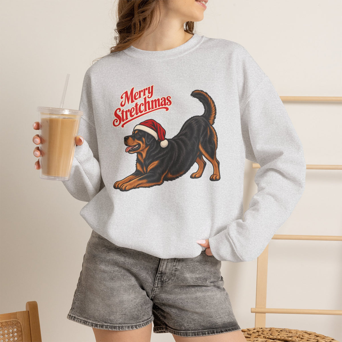 Rottweiler Christmas Sweatshirt | Merry Stretchmas