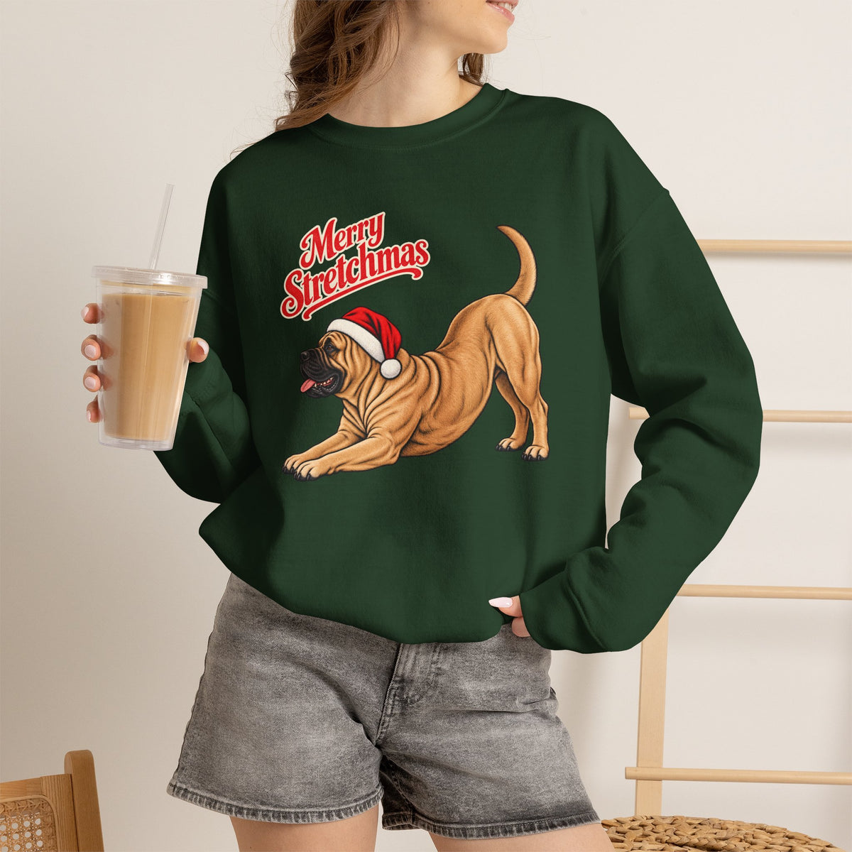 Bullmastiff Christmas Sweatshirt | Merry Stretchmas