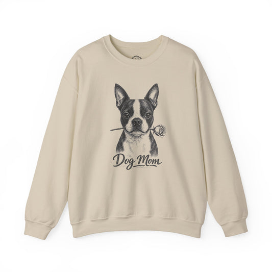 Boston Terrier Dog Mom Sweatshirt (Rose Collection)