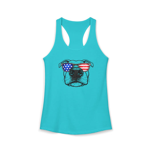 Red, White & BOOP Pit Bull - Women's Racerback Tanktop (Natural Ears)
