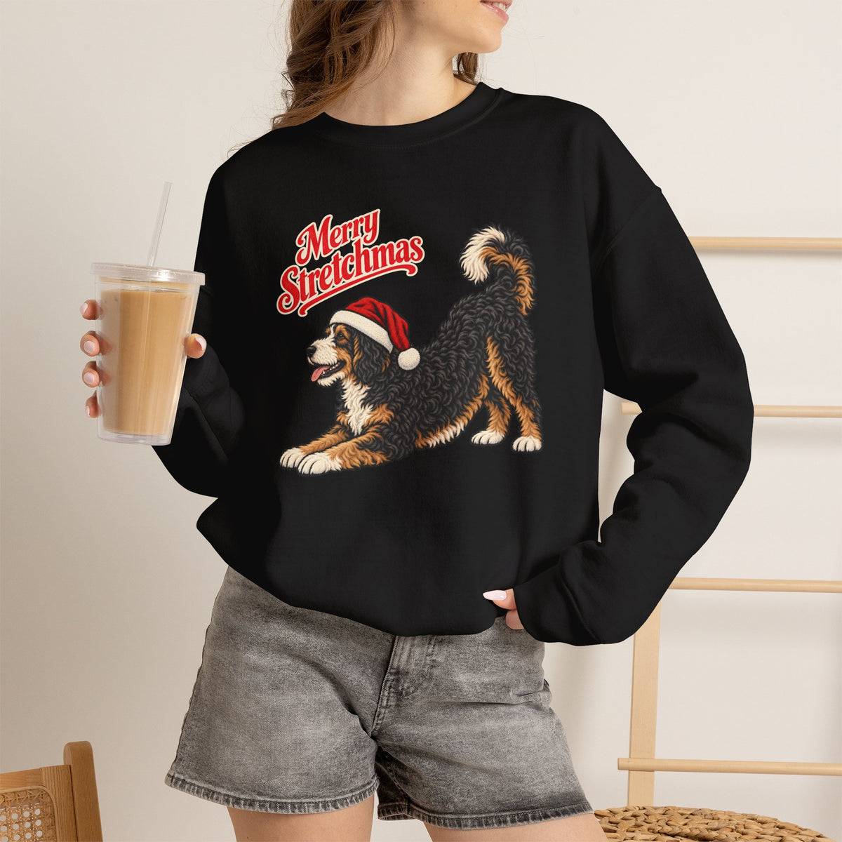 Bernedoodle Christmas Sweatshirt | Merry Stretchmas