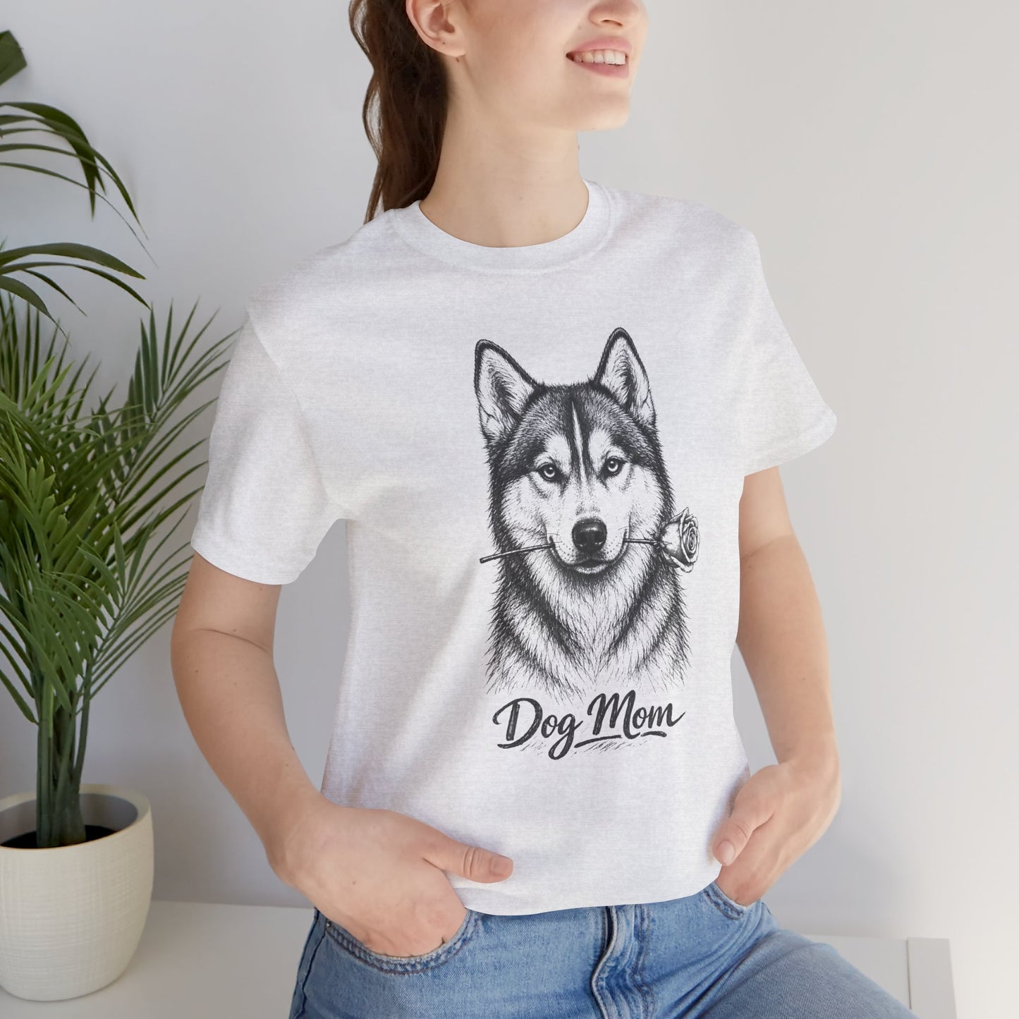 Husky Dog Mom T-Shirt (Rose Collection)