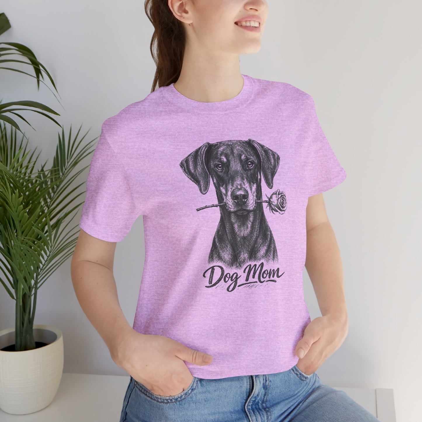 Doberman Dog Mom T-Shirt (Rose Collection) - Natural Ears