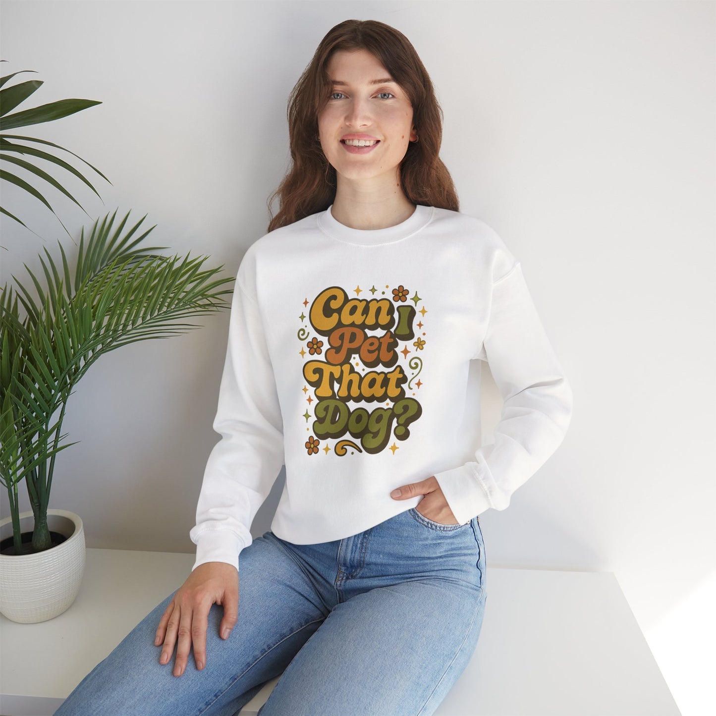 Vintage 70s “Can I Pet That Dog?” Sweatshirt — Retro Dog Lover Sweatshirt