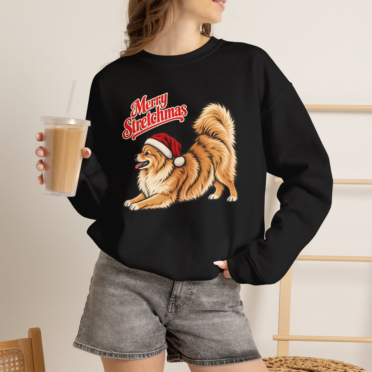 Pomeranian Christmas Sweatshirt | Merry Stretchmas