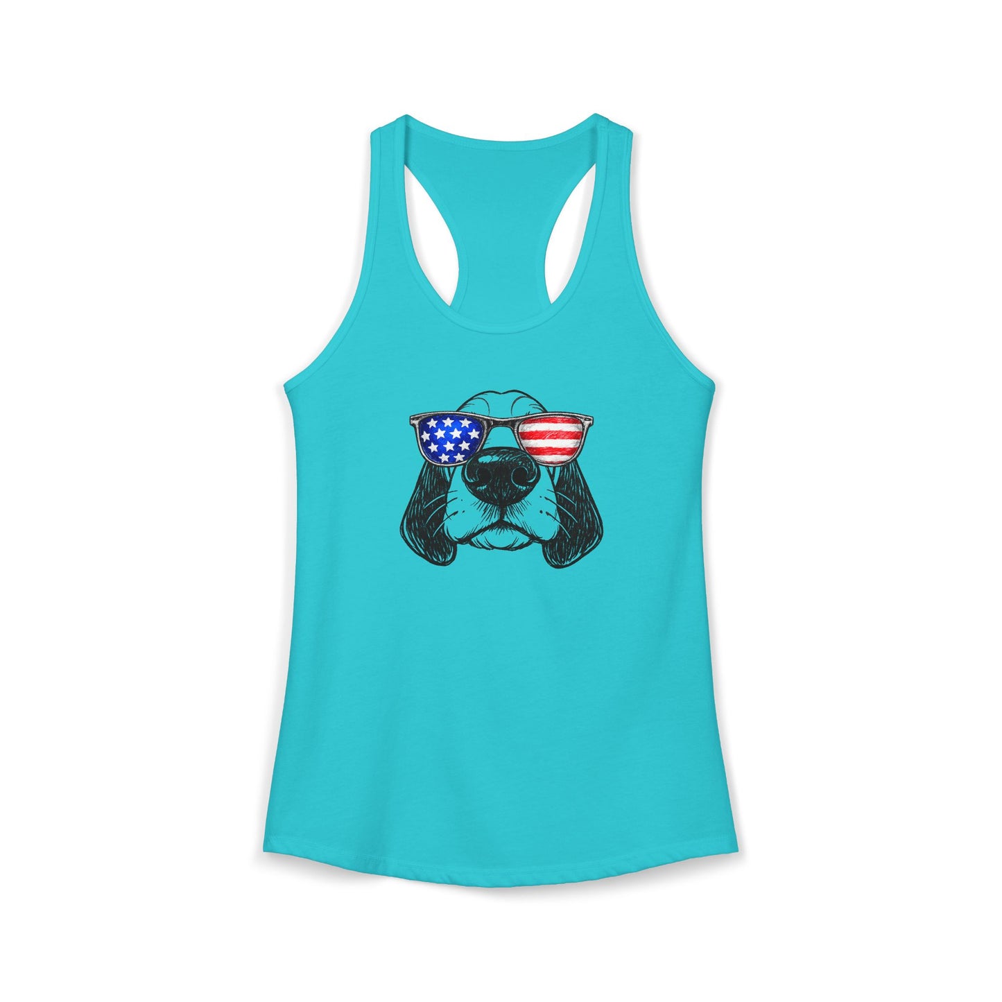 Red, White & BOOP Basset Hound - Women's Racerback Tanktop