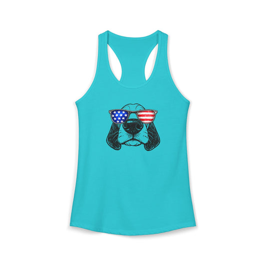 Red, White & BOOP Basset Hound - Women's Racerback Tanktop