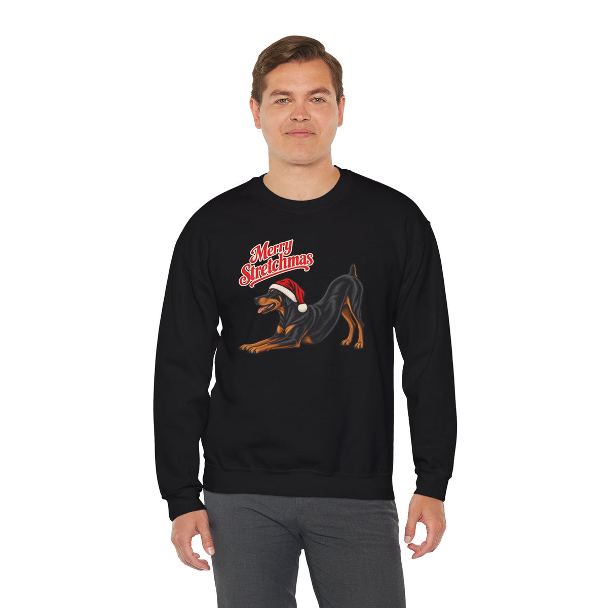 Doberman Christmas Sweatshirt | Merry Stretchmas (Docked Tail)
