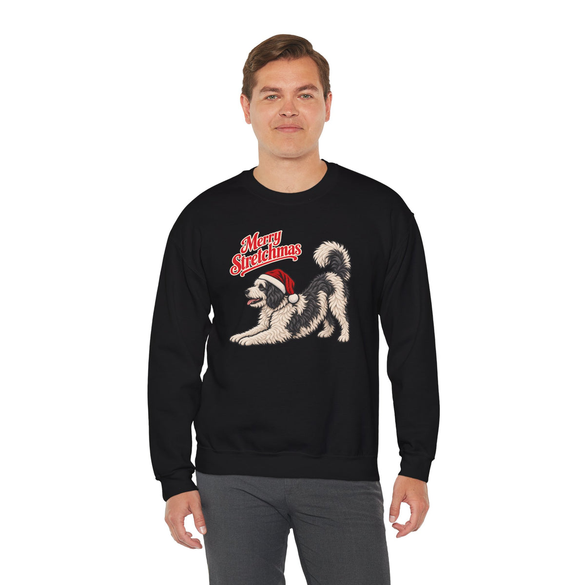 Sheepadoodle Christmas Sweatshirt | Merry Stretchmas