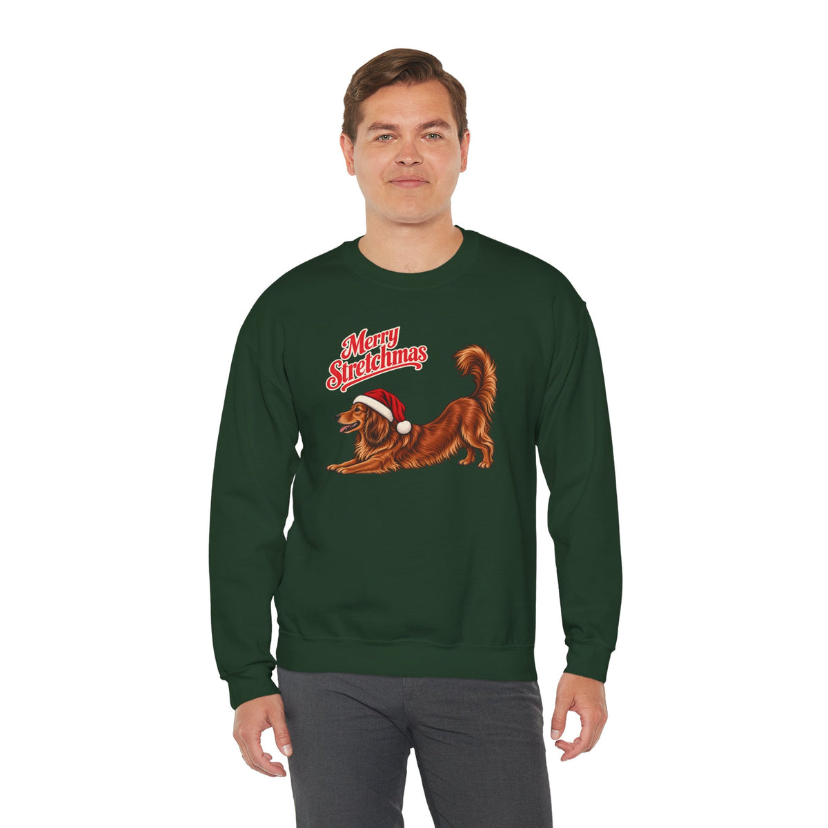 Long-haired Dachshund Christmas Sweatshirt | Merry Stretchmas
