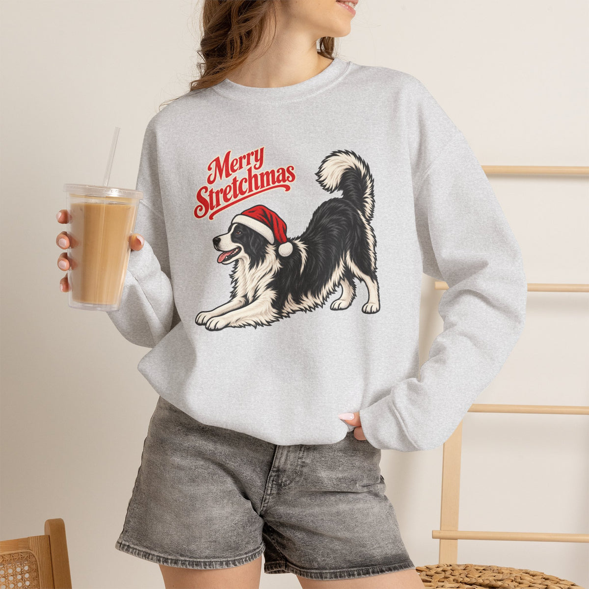 Border Collie Christmas Sweatshirt | Merry Stretchmas