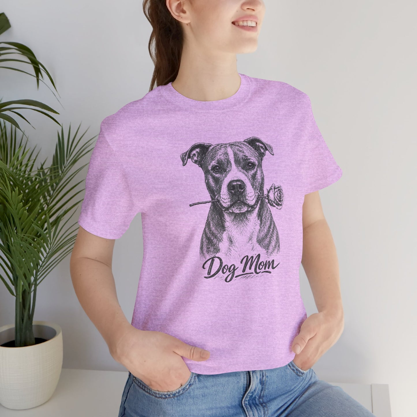 American Staffordshire Terrier Dog Mom T-Shirt (Rose Collection)