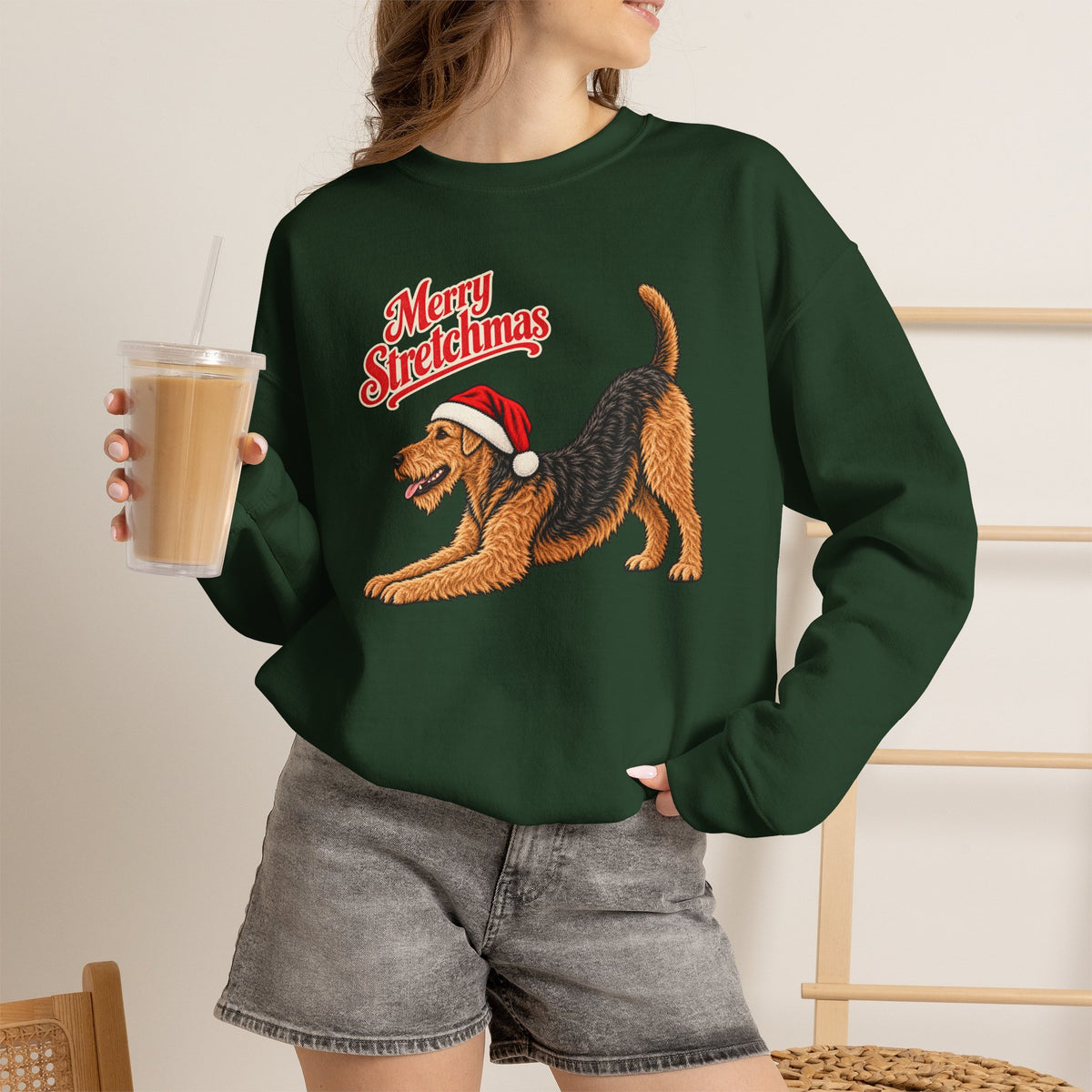 Airedale Terrier Christmas Sweatshirt | Merry Stretchmas