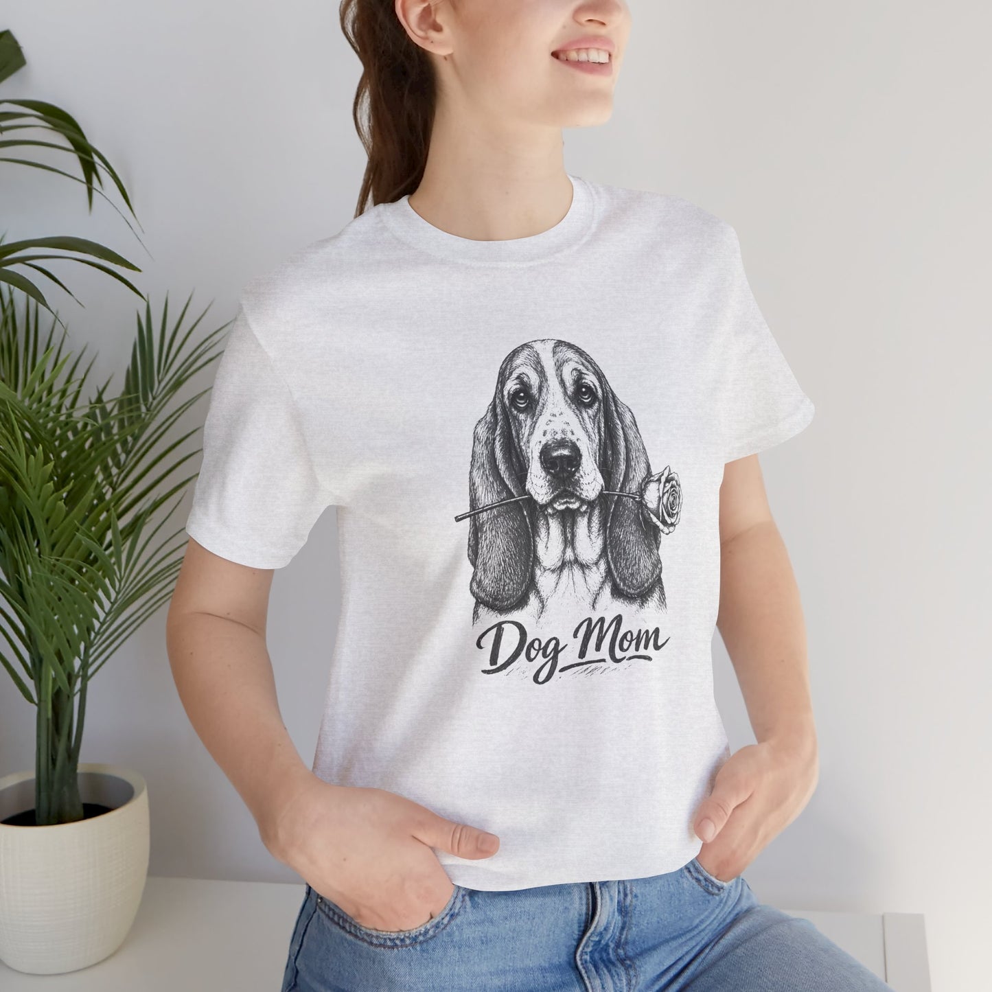 Basset Hound Dog Mom T-Shirt (Rose Collection)