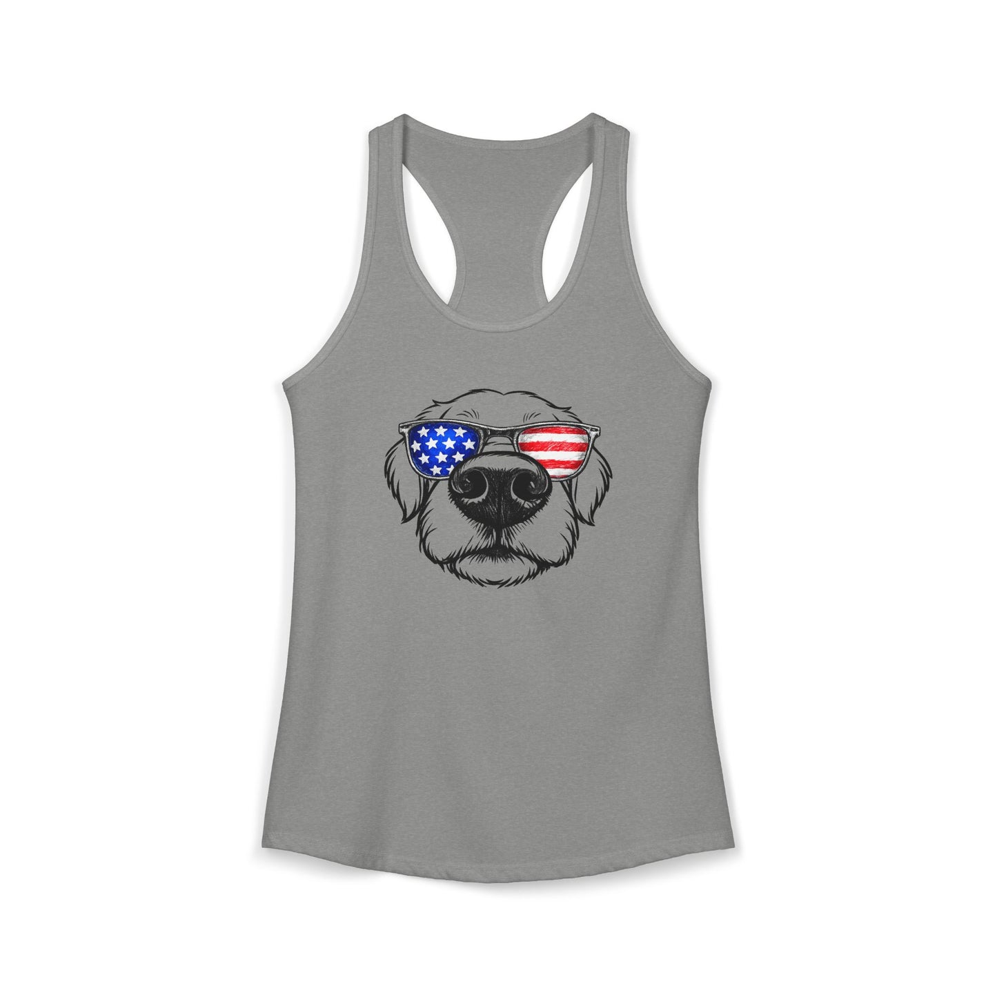 Red, White & BOOP Golden Retreiver - Women's Racerback Tanktop