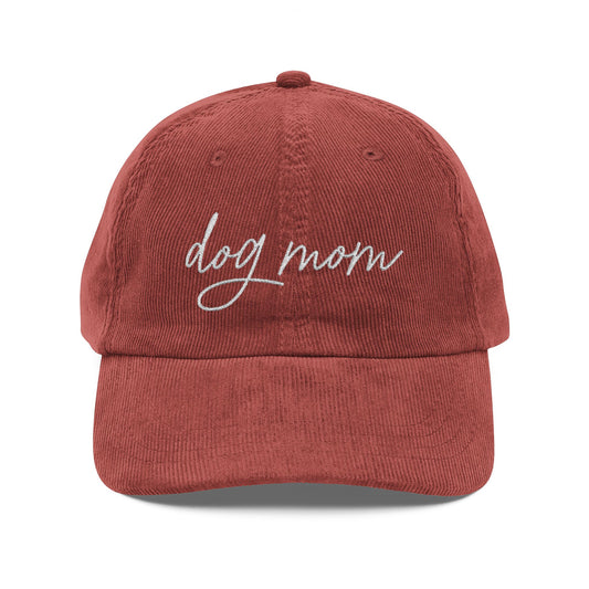 Dog Mom Embroidered Corduroy Hat