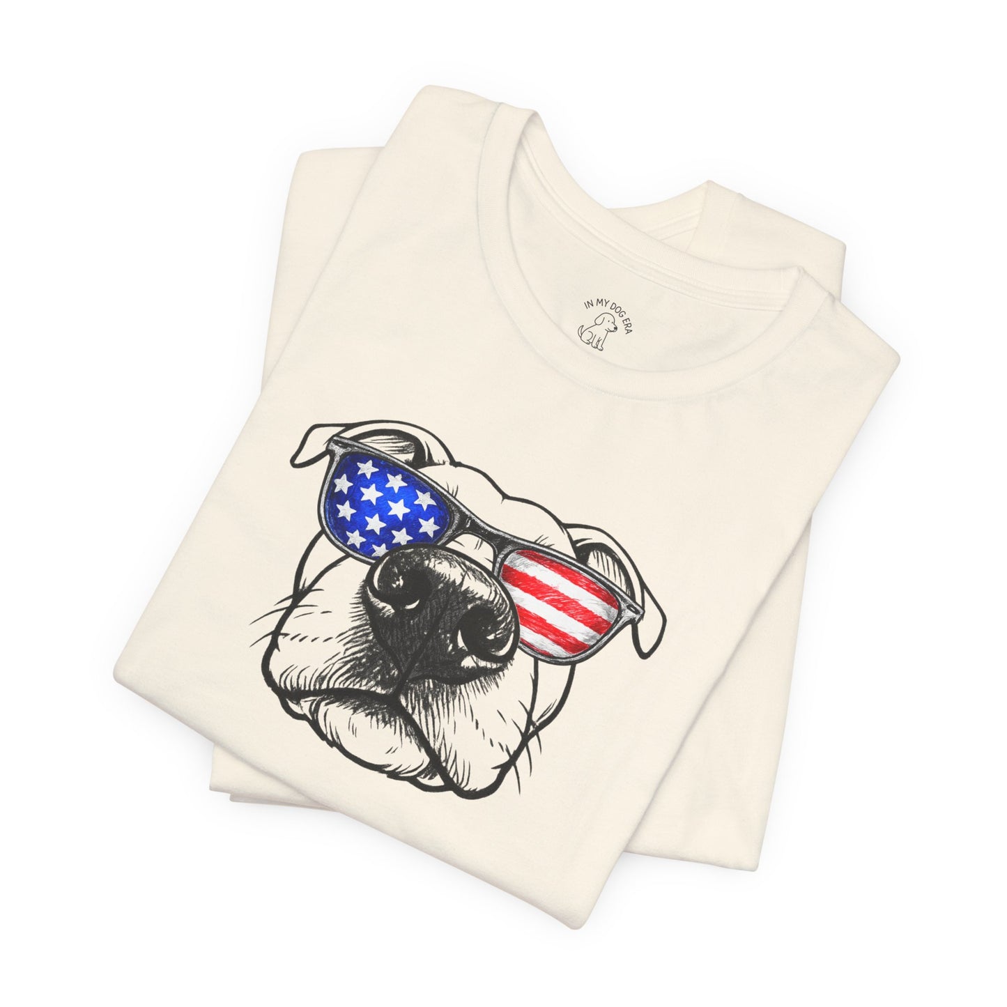 Red, White & BOOP American Staffordshire Terrier T-Shirt (Natural Ears)