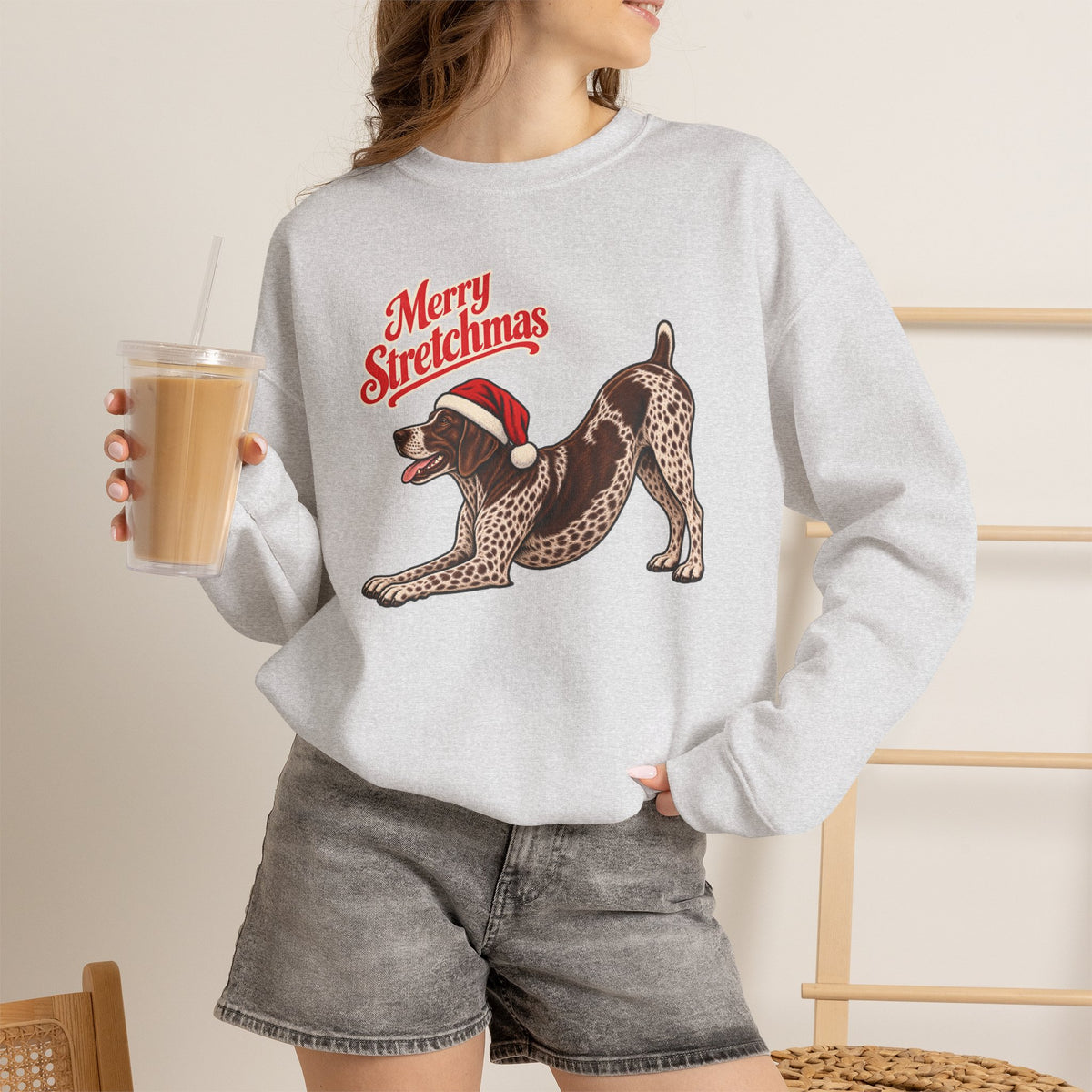 German Shorthaired Pointer Christmas Sweatshirt | Merry Stretchmas