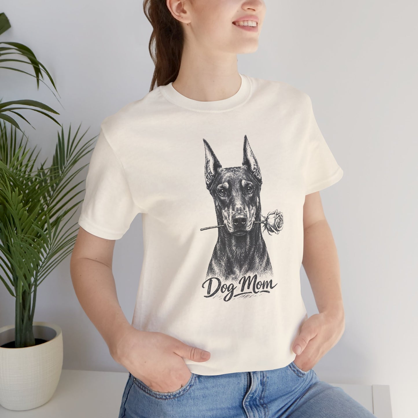 Doberman Dog Mom T-Shirt (Rose Collection) - Cropped Ears