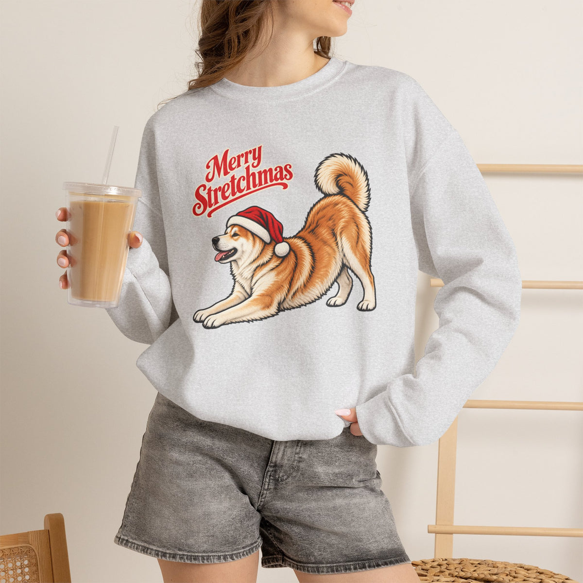 Akita Christmas Sweatshirt | Merry Stretchmas