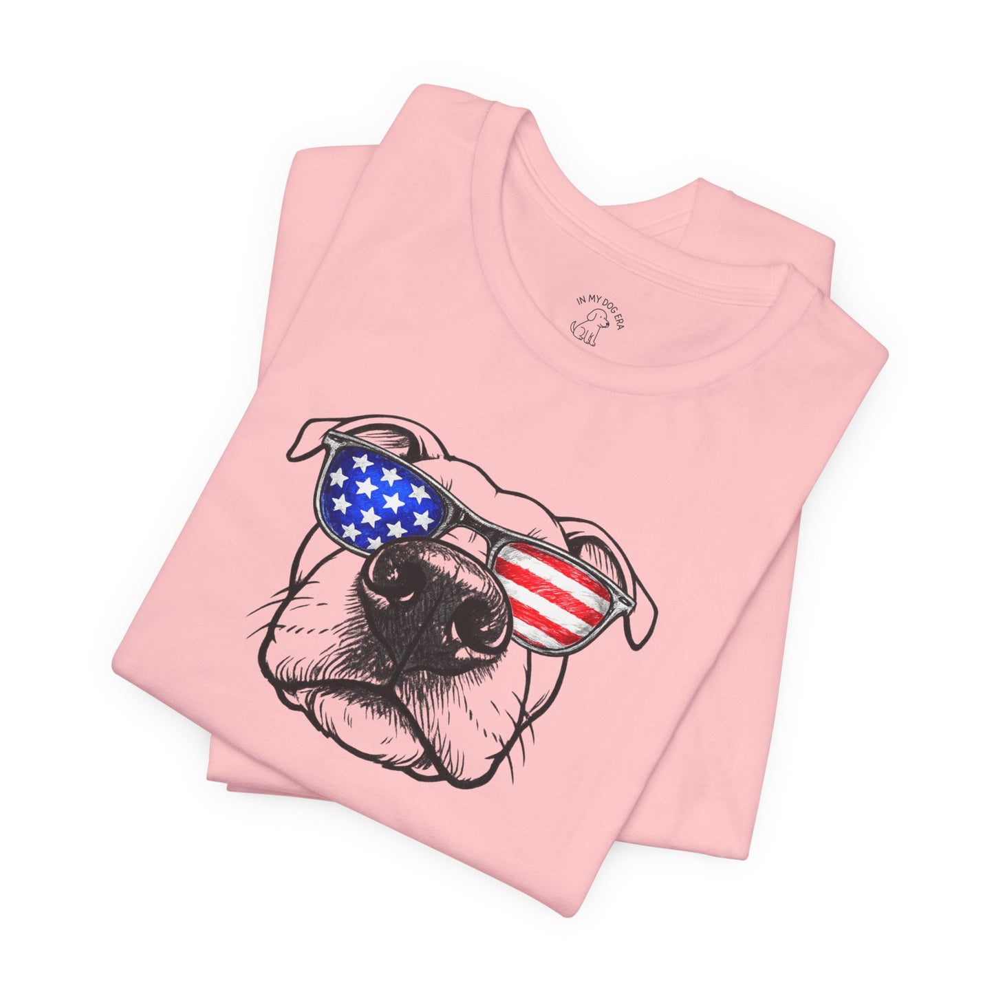 Red, White & BOOP American Staffordshire Terrier T-Shirt (Natural Ears)