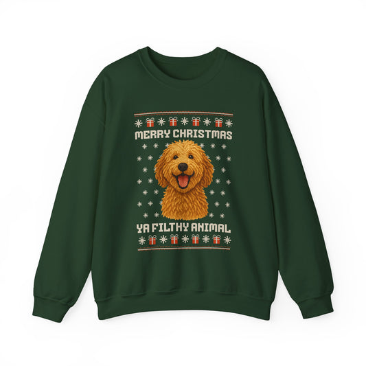 Doodle Merry Christmas Ya Filthy Animal Ugly Christmas Sweatshirt — Labradoodle / Goldendoodle (Style 4)