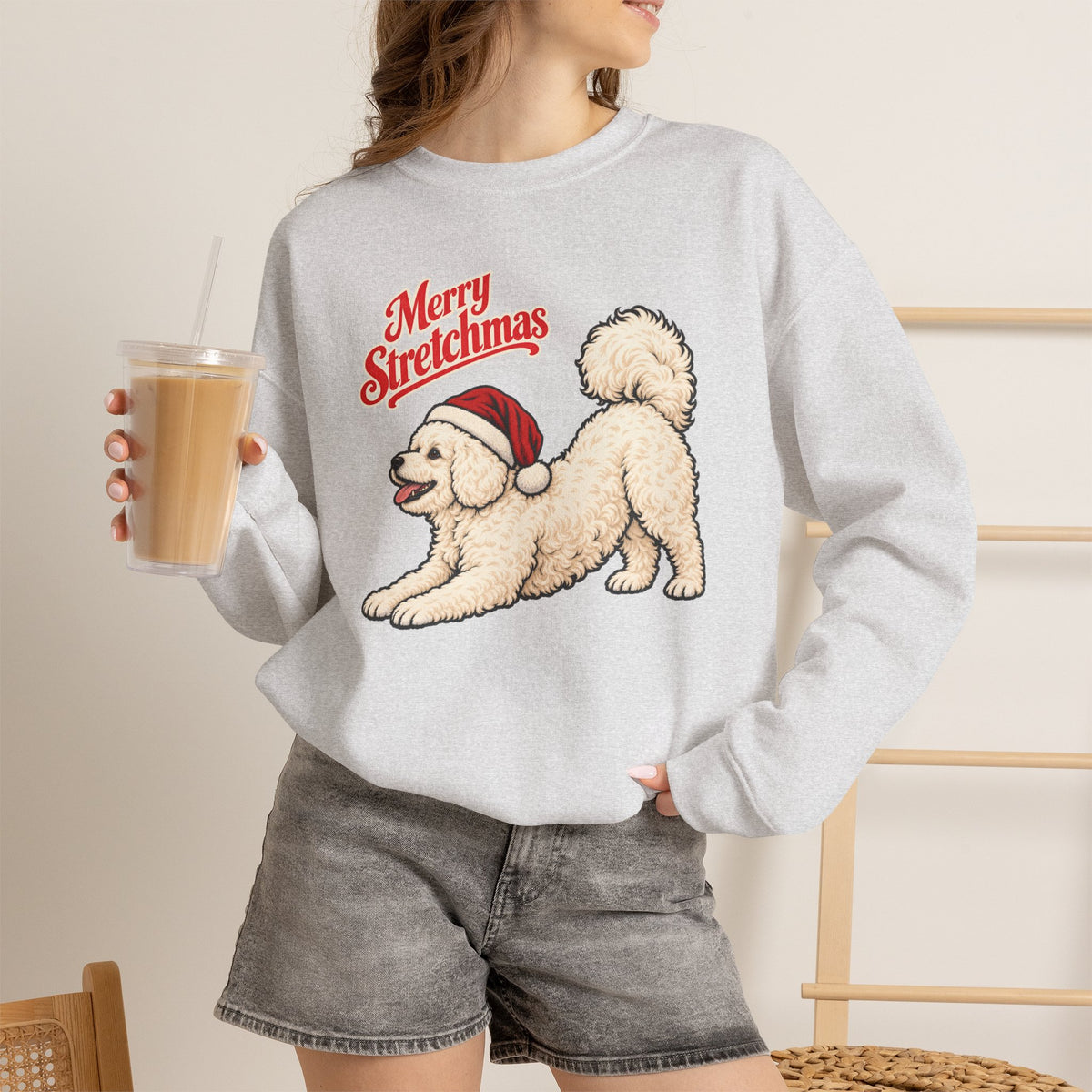 Bichon Christmas Sweatshirt | Merry Stretchmas