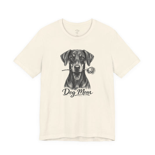 Doberman Dog Mom T-Shirt (Rose Collection) - Natural Ears