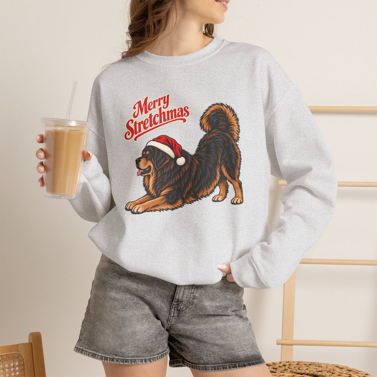 Tibetan Mastiff Christmas Sweatshirt | Merry Stretchmas