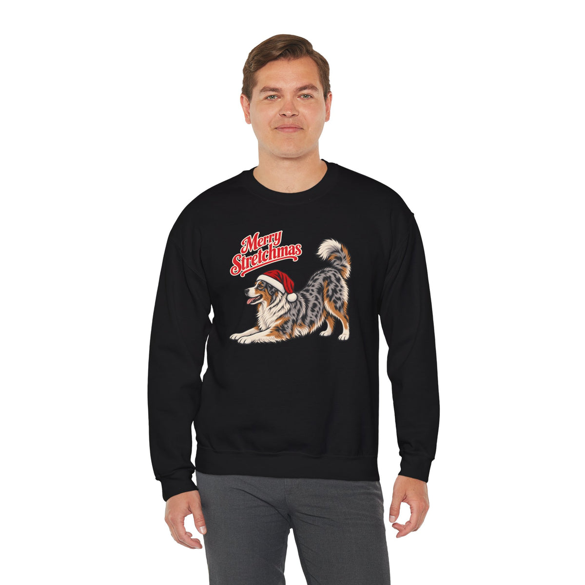 Australian Shepherd Christmas Sweatshirt | Merry Stretchmas