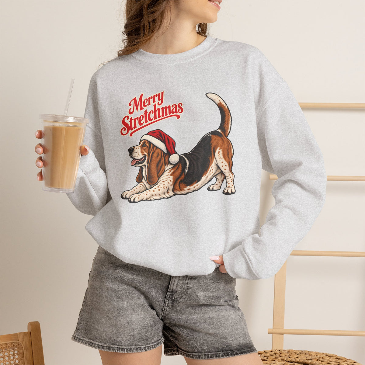 Basset Hound Christmas Sweatshirt | Merry Stretchmas