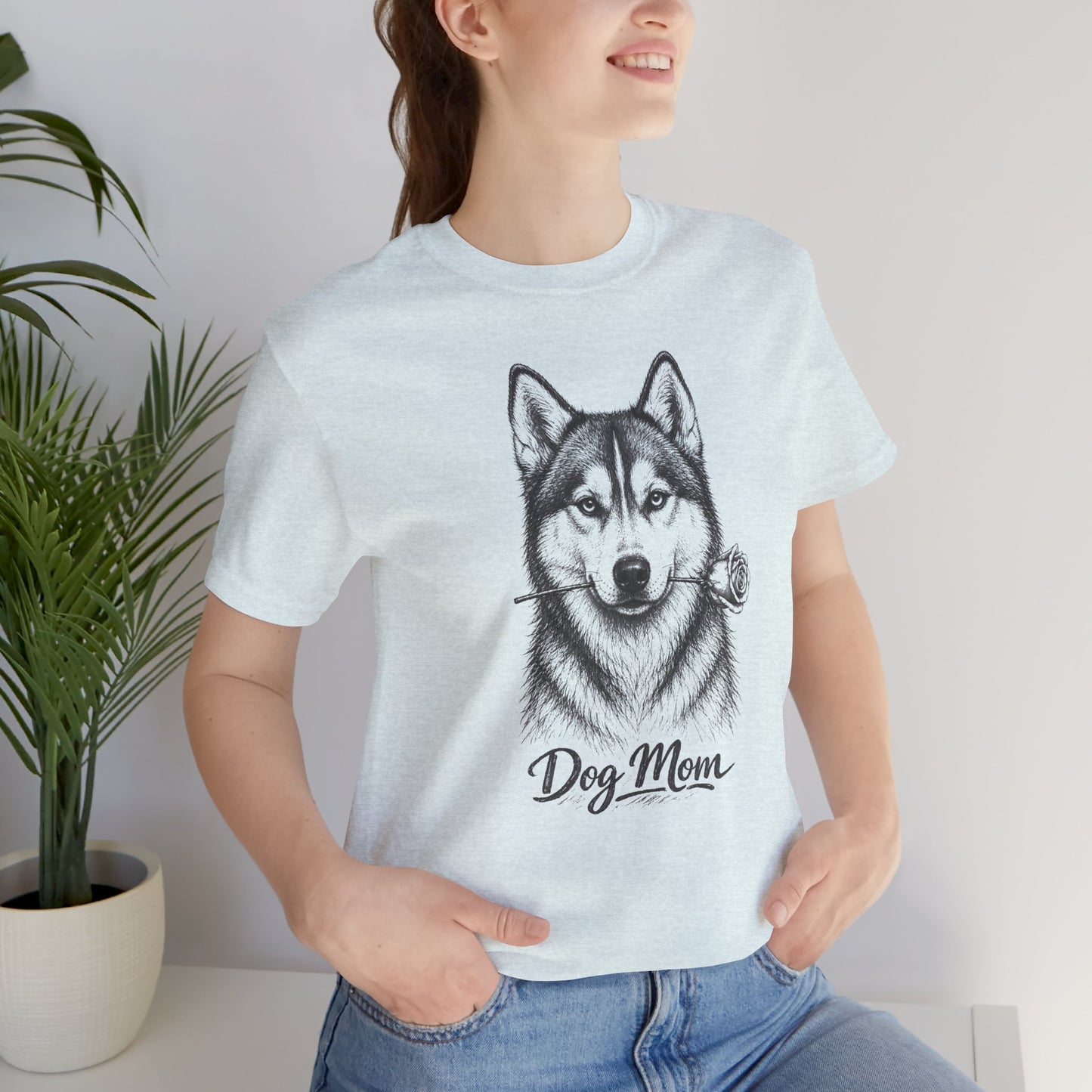 Husky Dog Mom T-Shirt (Rose Collection)
