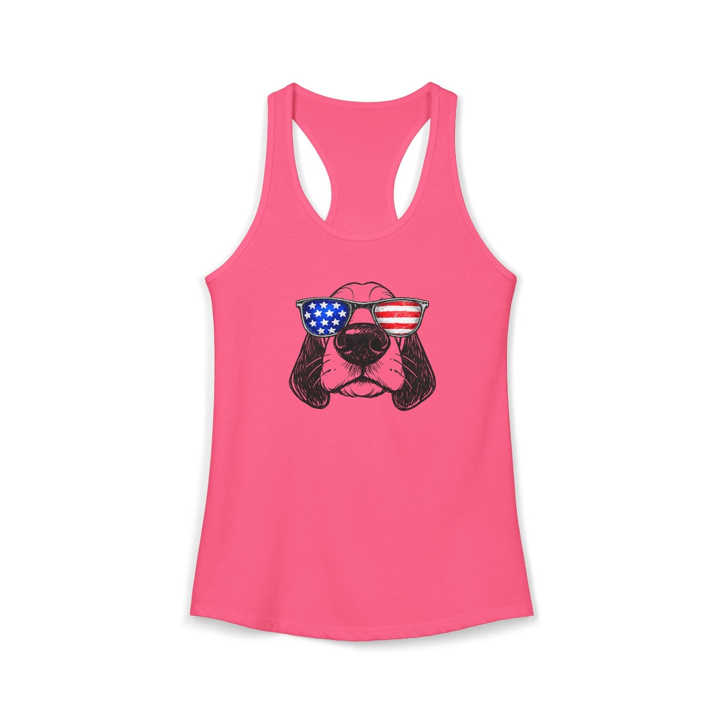 Red, White & BOOP Basset Hound - Women's Racerback Tanktop